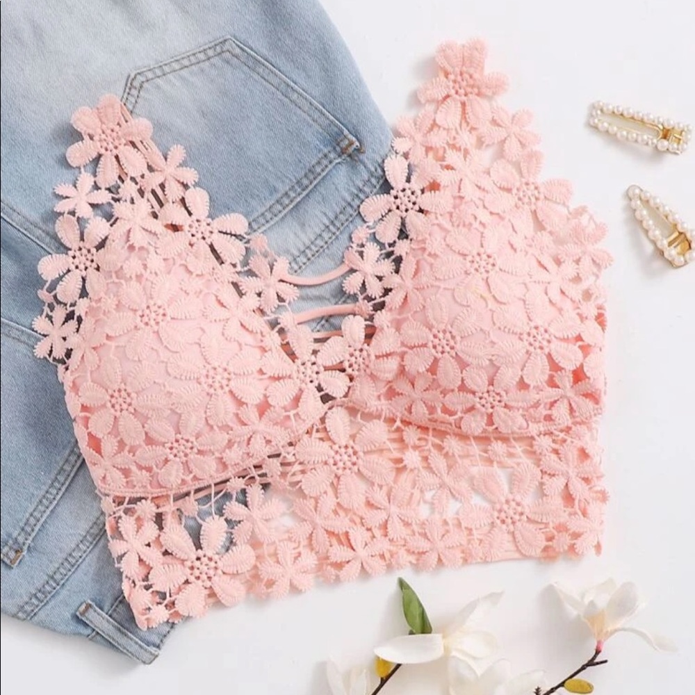 SHEIN pink lace bralette